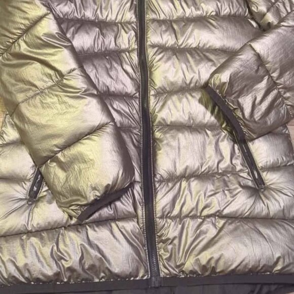 Girls Jacket Puffer UA Prime Under Armour Metallic Pewter Water Resistant-sz lg - Picture 2 of 5
